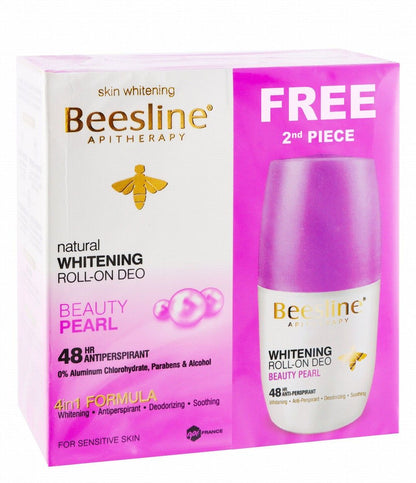 Beesline Pearl Beauty Whitening Deodorant Roll On, 2x50ml - Makkah Pharmacy