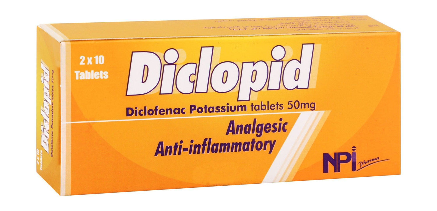 Diclopid 50mg Diclofenac Potassium Analgesic & Anti-Inflammatory Medication, 20 Tablets
