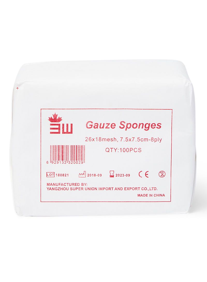Gauze Sponges Pack, 7.5x7.5cm, 100 Pieces - Makkah Pharmacy