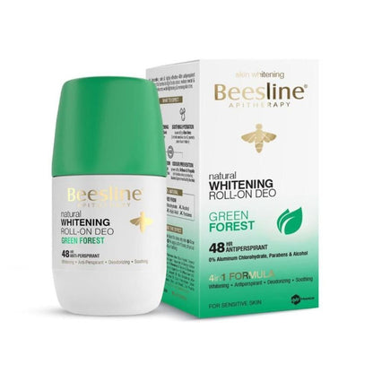 Beesline Hypoallergenic 48H Antiperspirant & Whitening Roll-On Deodorant Green Forest with Alum Rock & Bee Propolis, 50ml - Makkah Pharmacy