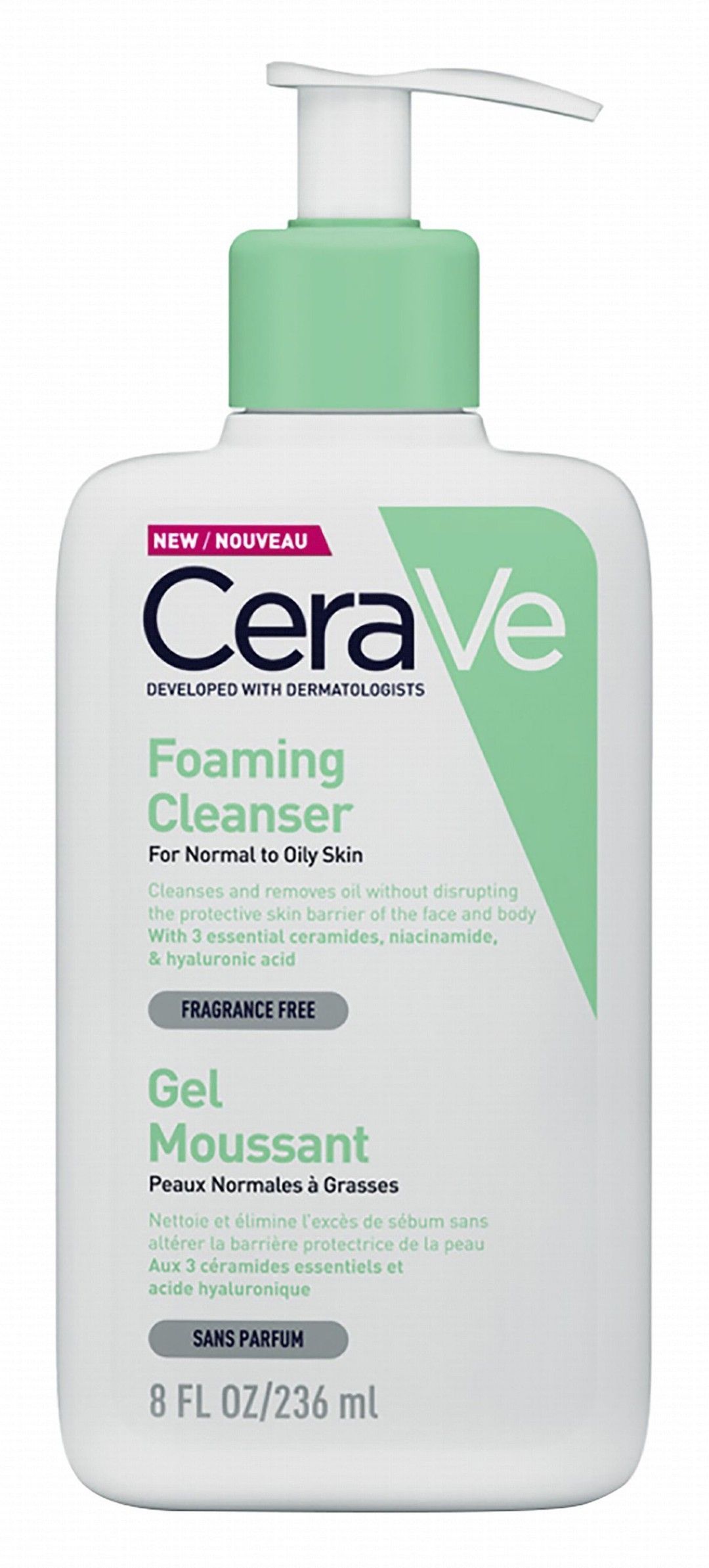 CeraVe Hypoallergenic Foaming Facial Gel Cleanser with Ceramides & Hyaluronic Acid for Normal to Oily Skin, 236ml - Makkah Pharmacy