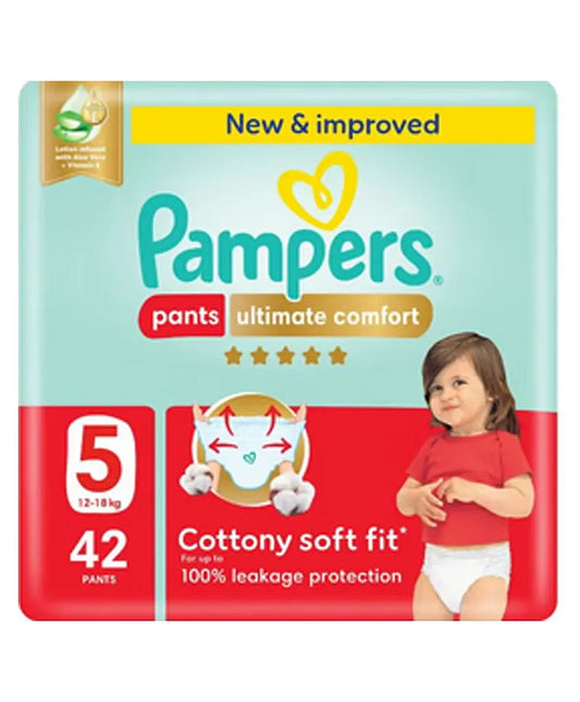 Pampers Ultimate Comfort Pants Diapers, Size 5, Super Saver Pack - 42 Diapers