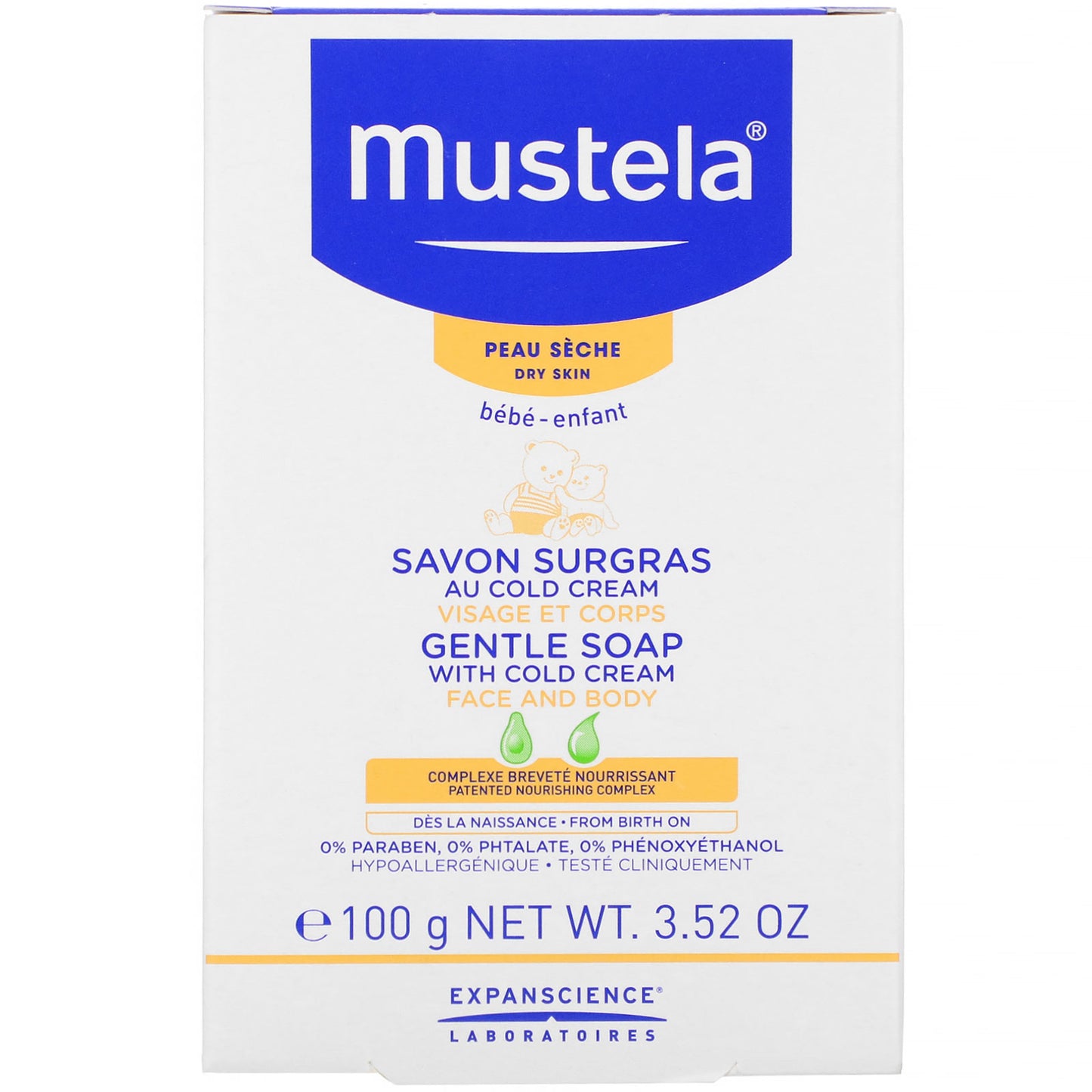 Mustela, Baby Gentle Soap With Cold Cream, 3.52 Oz (100 G)