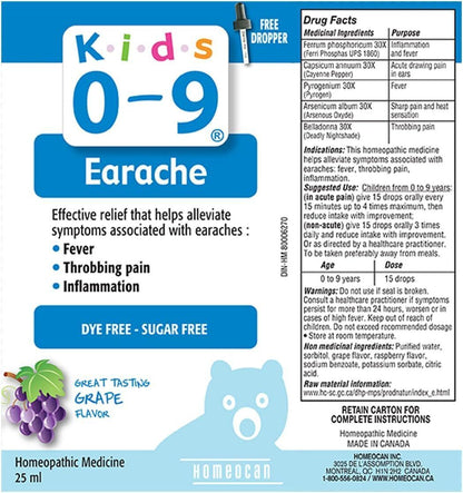 Homeocan Kids Earache Homeopathic Medicine Grape Flavor (0-9 Years), 25ml