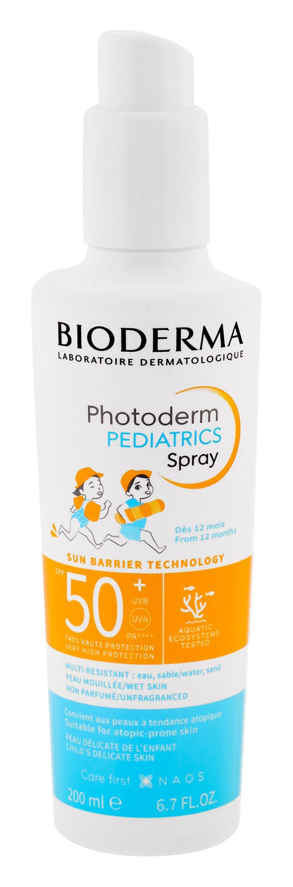 Bioderma Photoderm Water-Resistant Pediatrics Sunscreen Spray for Delicate & Atopic-Prone Skin SPF50+ for 12+ Months, 200ml - Makkah Pharmacy