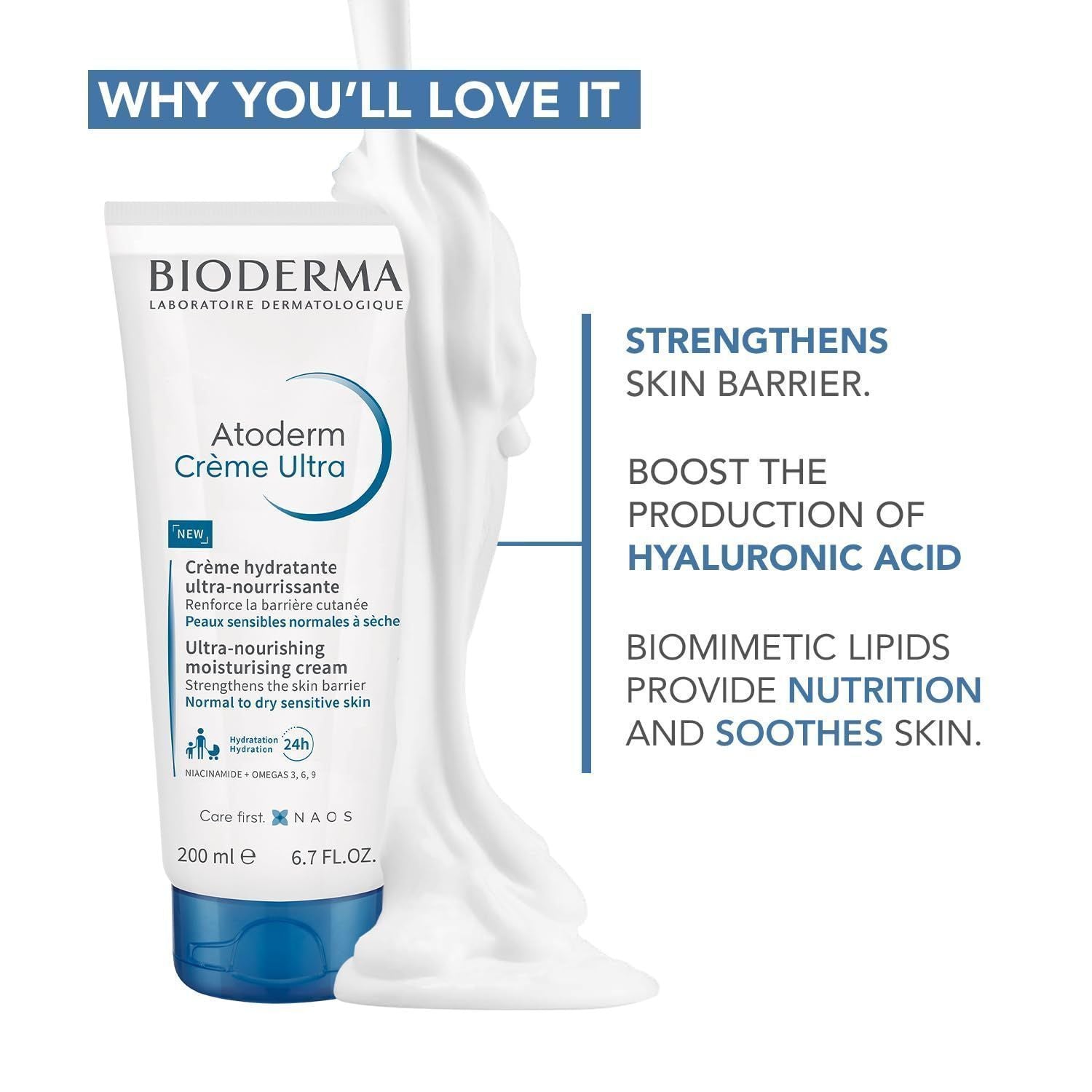 Bioderma Atoderm Creme Ultra Hypoallergenic Nourishing, Moisturizing & Strengthening Face & Body Cream, 200ml - Makkah Pharmacy