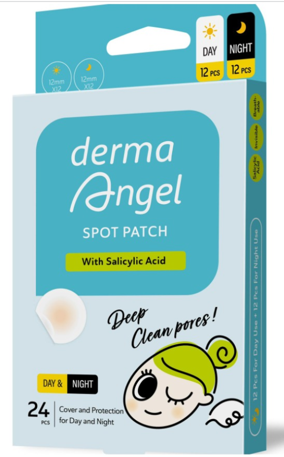 Derma Angel Waterproof 12mm Day & Night Spot Patches with Salicylic Acid, 24 Pieces - Makkah Pharmacy