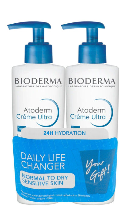 Bioderma Atoderm 24H Hydrating Ultra Body Creams for Normal to Dry & Sensitive Skin, 2x200ml - Makkah Pharmacy