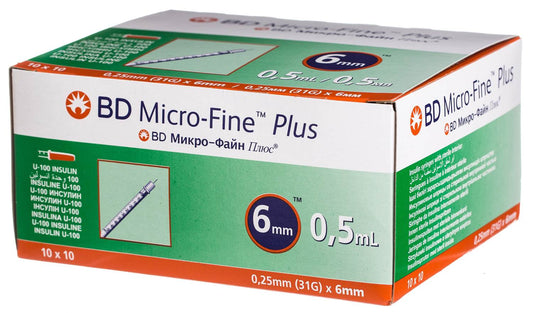 Bd Micro-Fine Plus Syringe 0.5 Ml 31G 6 Mm 100 PcsÂ