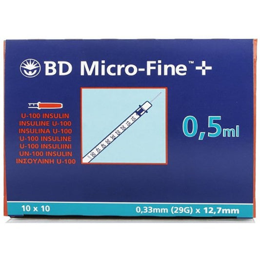 Bd Micro-Fine + Demi Insulin Syringe 0.5Ml With 30G X 8Mm Needle - Pack Of 100