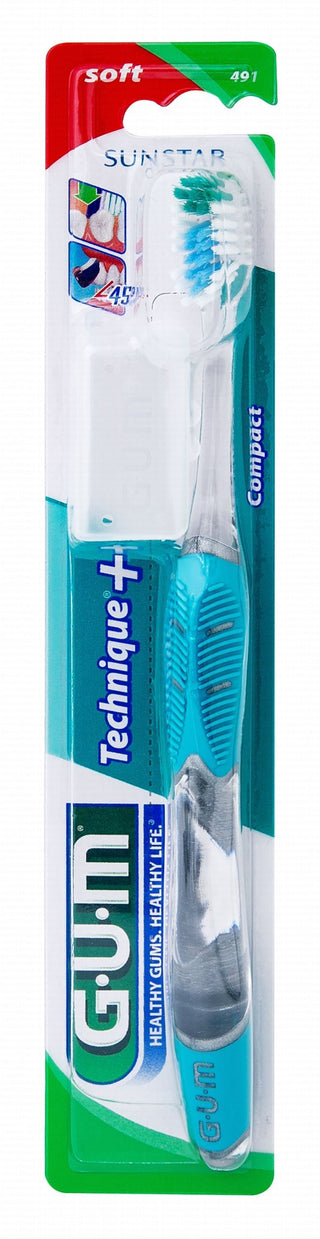 GUM Technique Plus Compact Blue Soft Toothbrush, 1 Piece