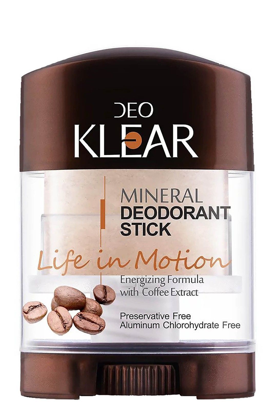Deo Klear Life in Motion Mineral Deodorant Stick with Coffee Extract, 70g - Makkah Pharmacy