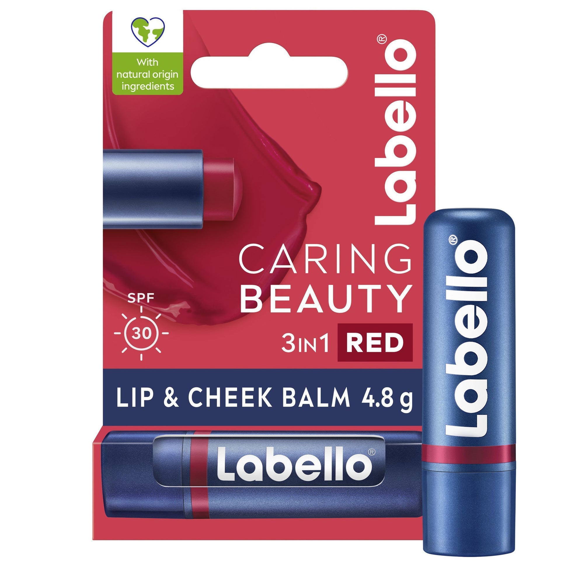 Labello Caring Beauty SPF 30 Lip & Cheek Balm - Red, 4.8g - Makkah Pharmacy