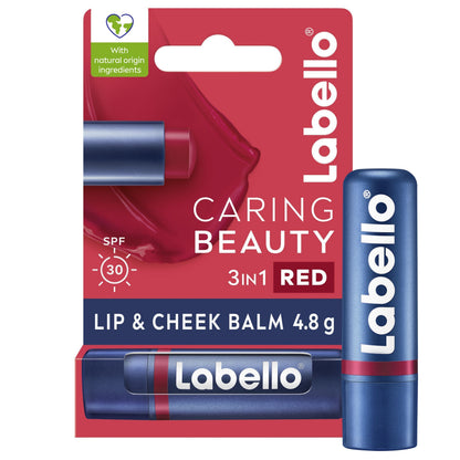 Labello Caring Beauty SPF 30 Lip & Cheek Balm - Red, 4.8g - Makkah Pharmacy