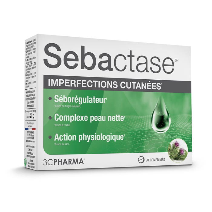 3C Pharma Sebactase Sebum Control Tablets, 30 Count