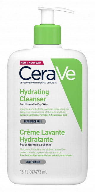CeraVe Hypoallergenic Hydrating Face & Body Cleanser with Ceramides & Hyaluronic Acid, 473ml - Makkah Pharmacy