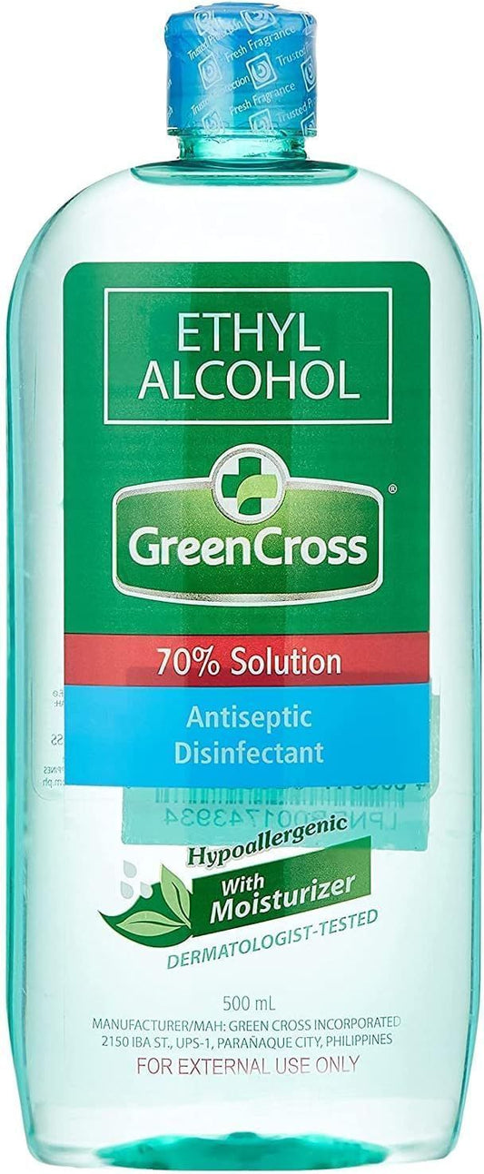 Green Cross Ethyl Alcohol Antiseptic Disinfectant - 70% Solution 500ml - Makkah Pharmacy