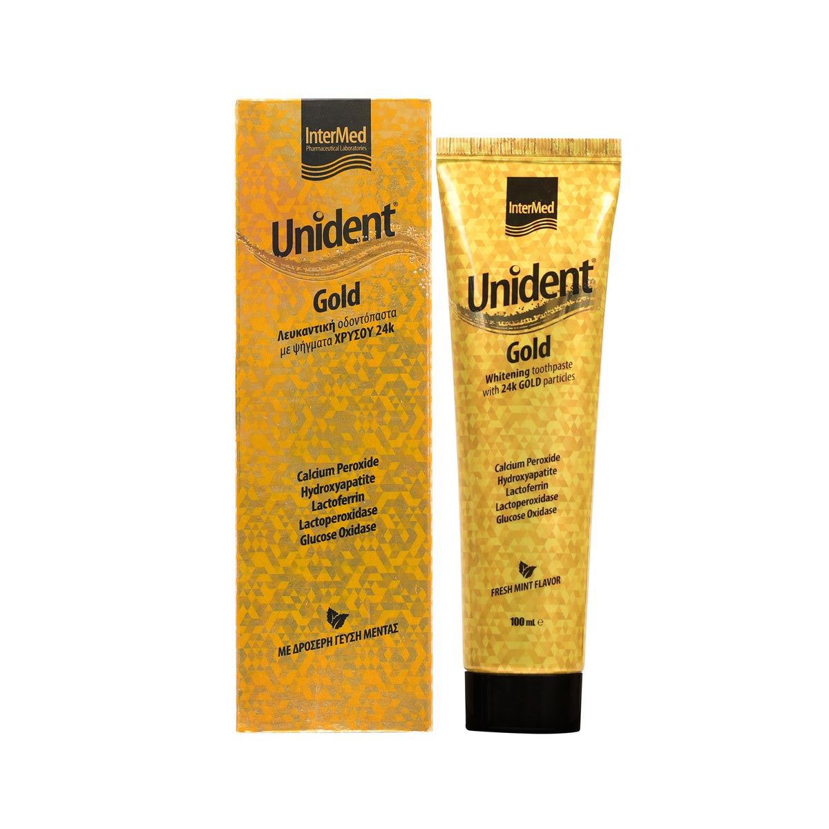 Unident Gold Whitening Toothpaste Mint Flavor with 24K Gold, 100ml