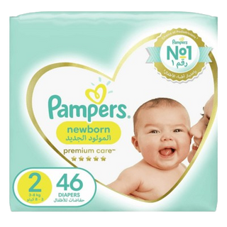 Pampers Premium Care Diapers, Size 2, Mini, 3-8 kg, Mid Pack, 46 Count