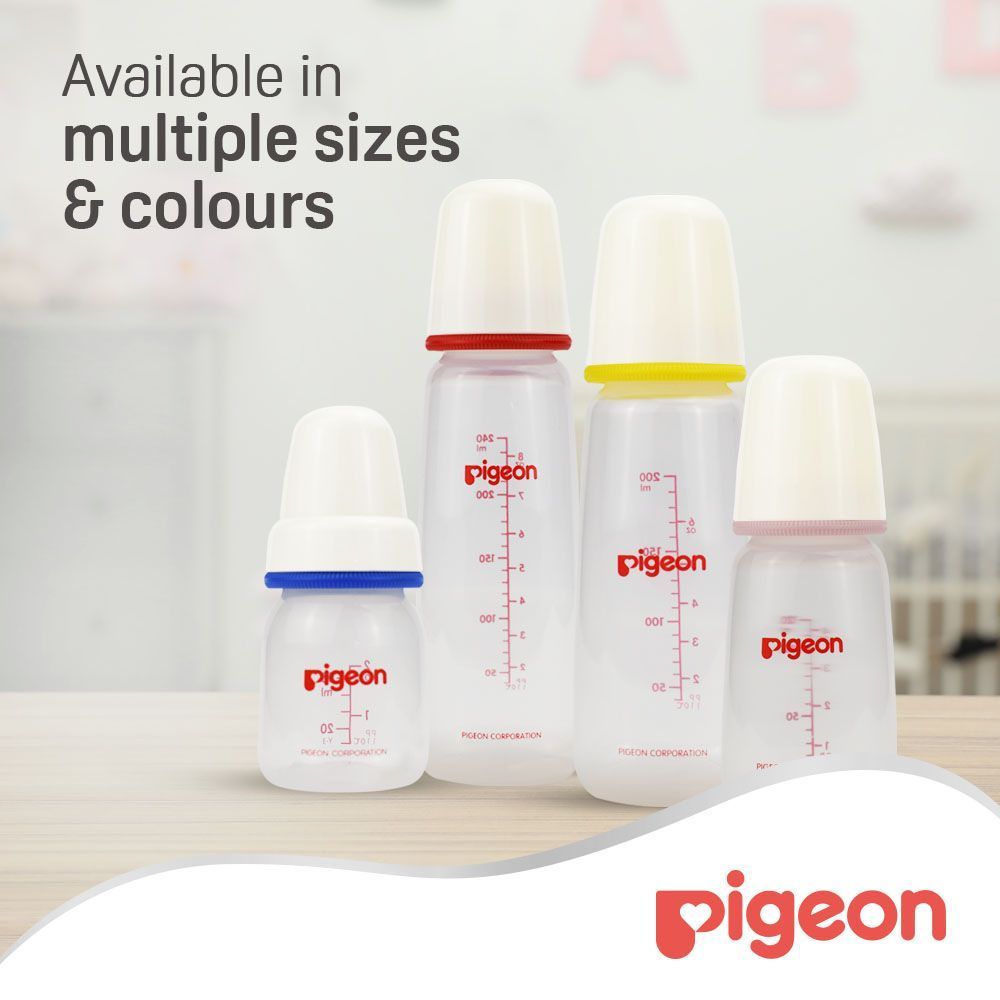 Pigeon Flexible White & Blue 240ml Medium Flow Plastic Feeding Bottle (4+ Months), 1 Piece