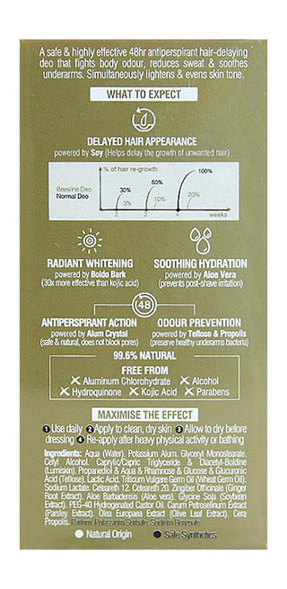 Beesline Apitherapy 48H Antiperspirant Whitening, Soothing & Hair Delaying Roll-On Deodorant for Sensitive Skin, 50ml - Makkah Pharmacy