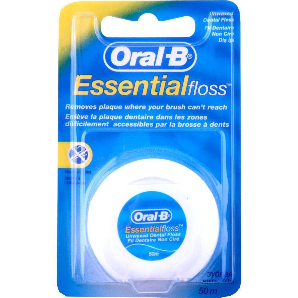 Oral-B Essential 50m Unwaxed Dental Floss, 1 Piece