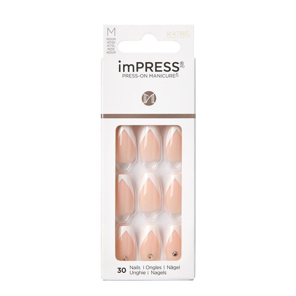 ImPRESS Press-On Gel Manicure Medium French Tip Nails So French KIMM04C, 1 Pack