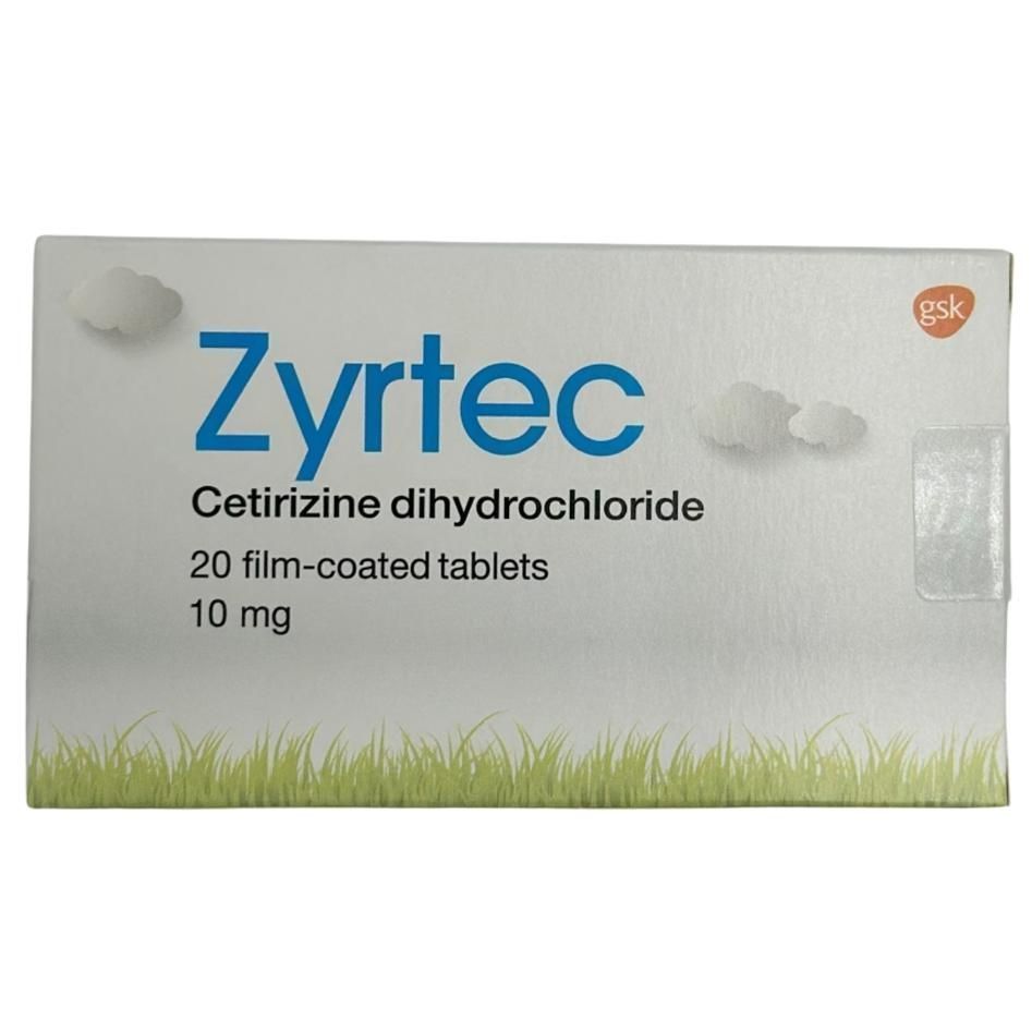 Zyrtec Cetirizine Dihydrochloride 20 Film - Coated Tablets, 10mg
