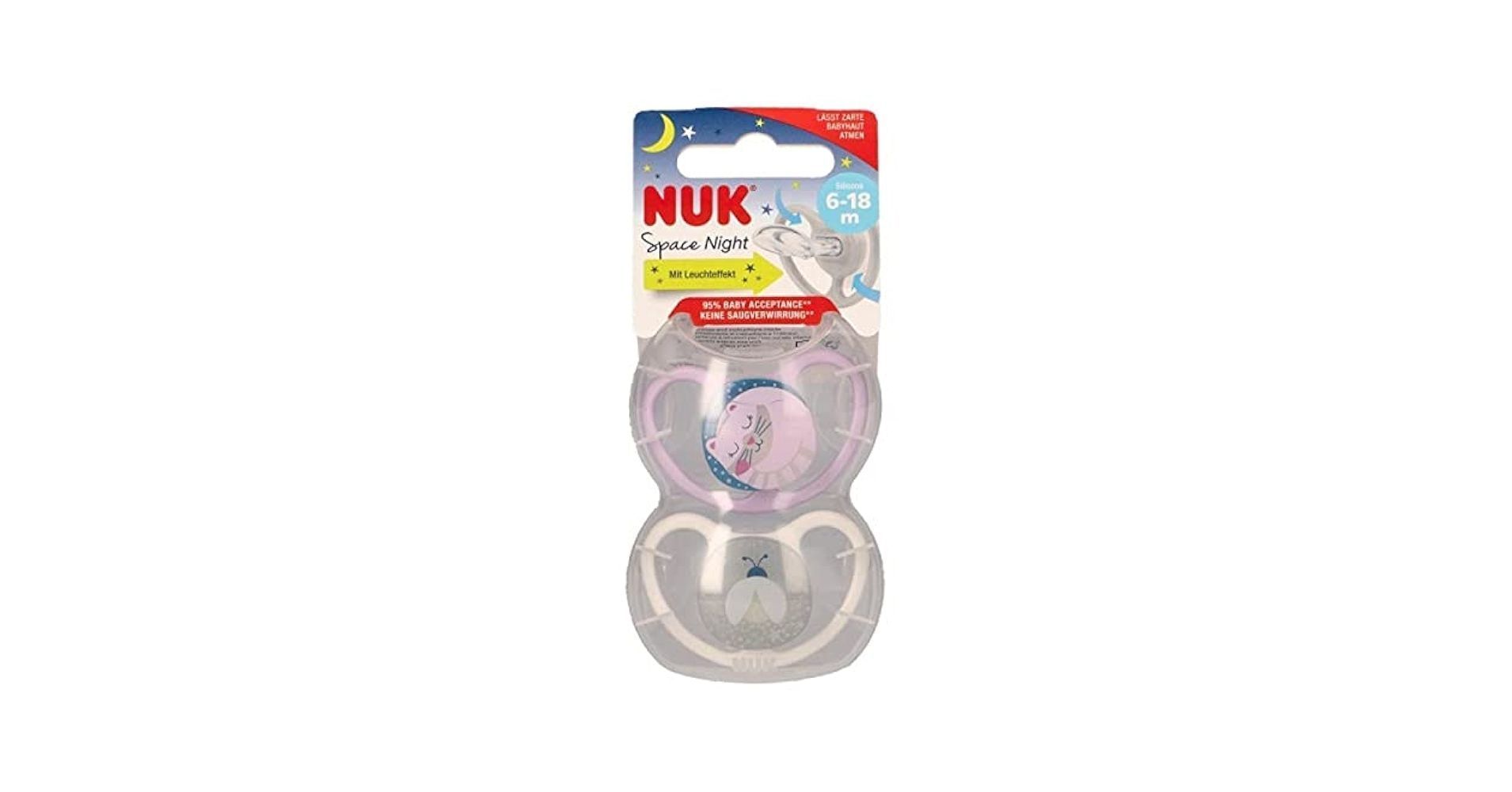 NUK Space Night Silicone 0-6m, 2 Pieces - Makkah Pharmacy