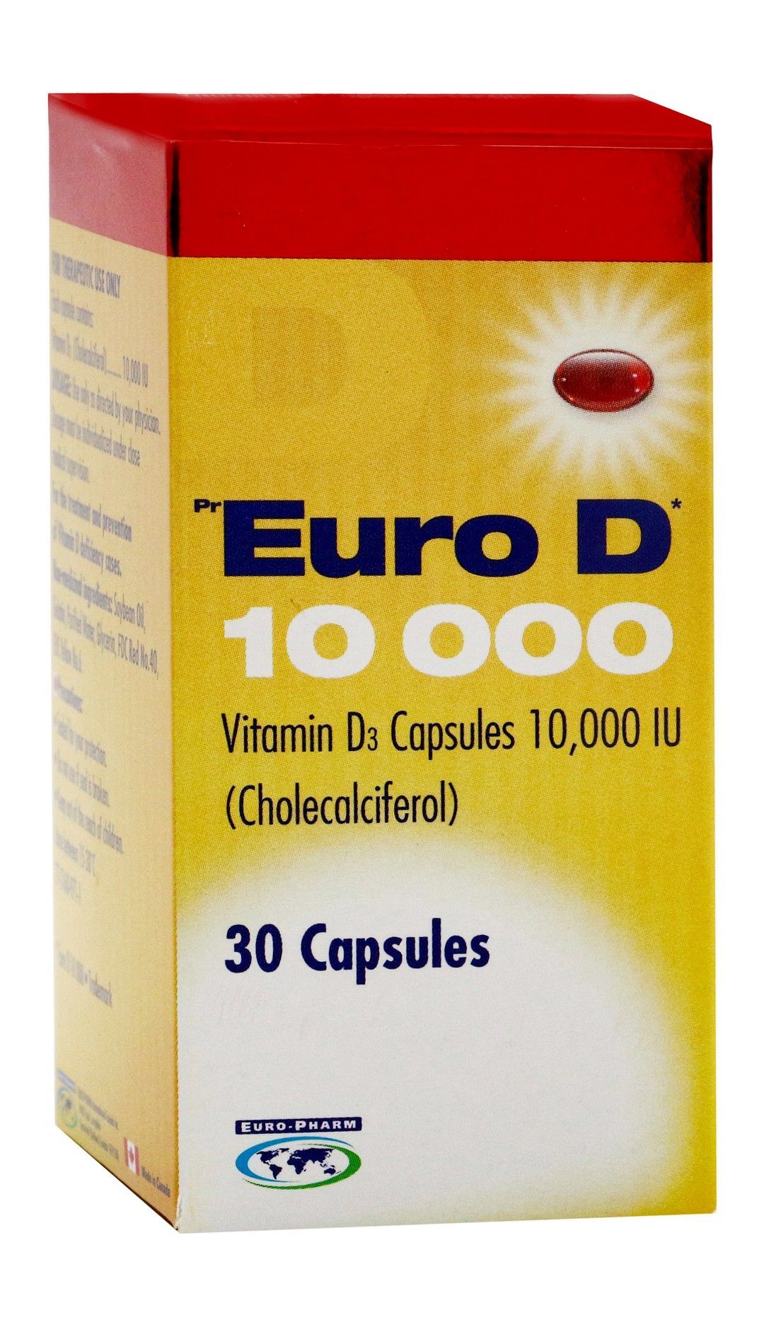 Euro D 10,000 IU Vitamin D3 Supplement, 30 Capsules