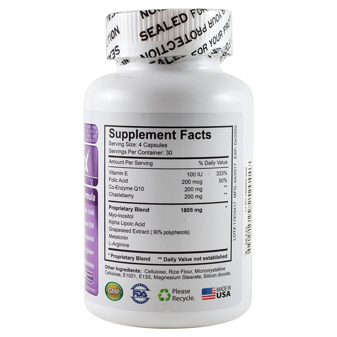 AMS Ova-Max Supplement with Alpha Lipoic Acid, Co-Q10 & L-Arginine, 120 Capsules - Makkah Pharmacy