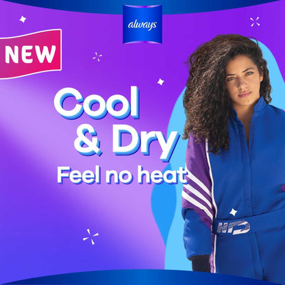 Always Aloe Cool Disposable Pads With Aloe Vera Essence For Light Days, For Zero Irritation Feel, Long Maxi Thick Pads With Wings, 30 Count