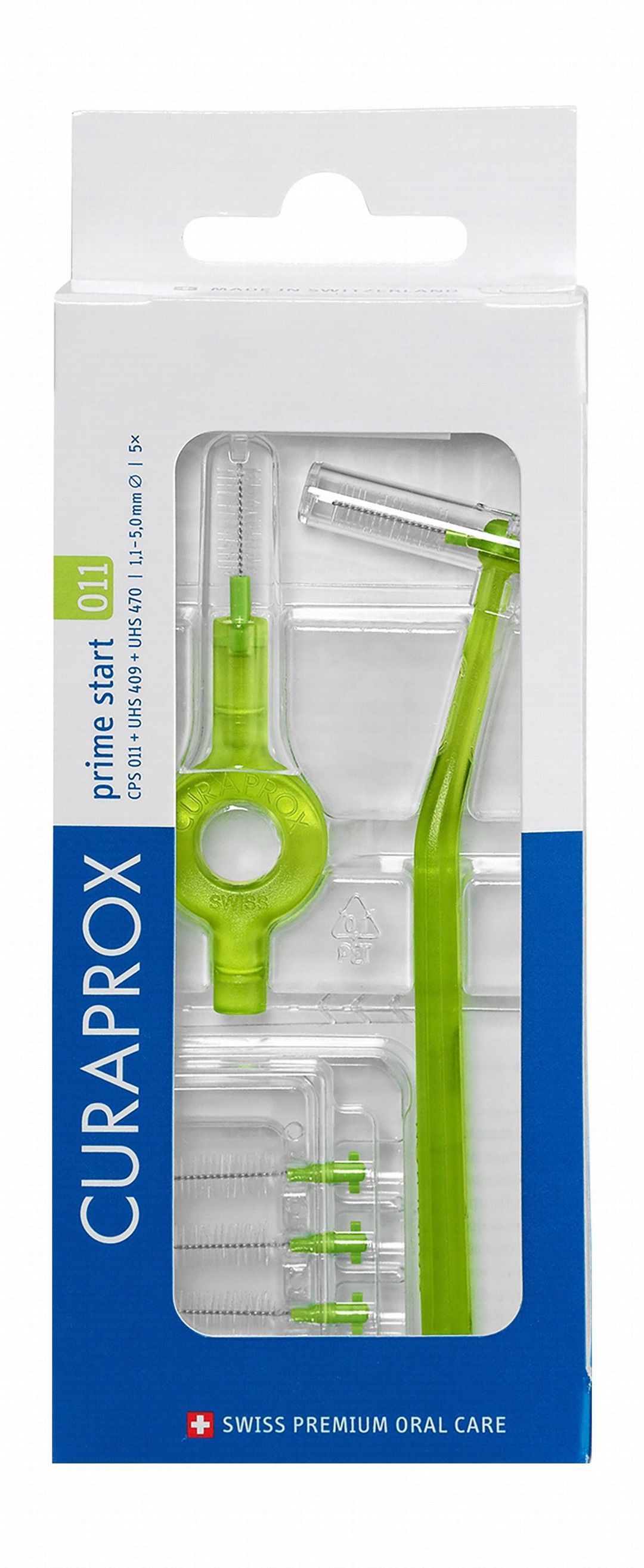 Curaprox Prime Start Lime Green 011 Interdental Brushes with Holder, 1 Pack - Makkah Pharmacy