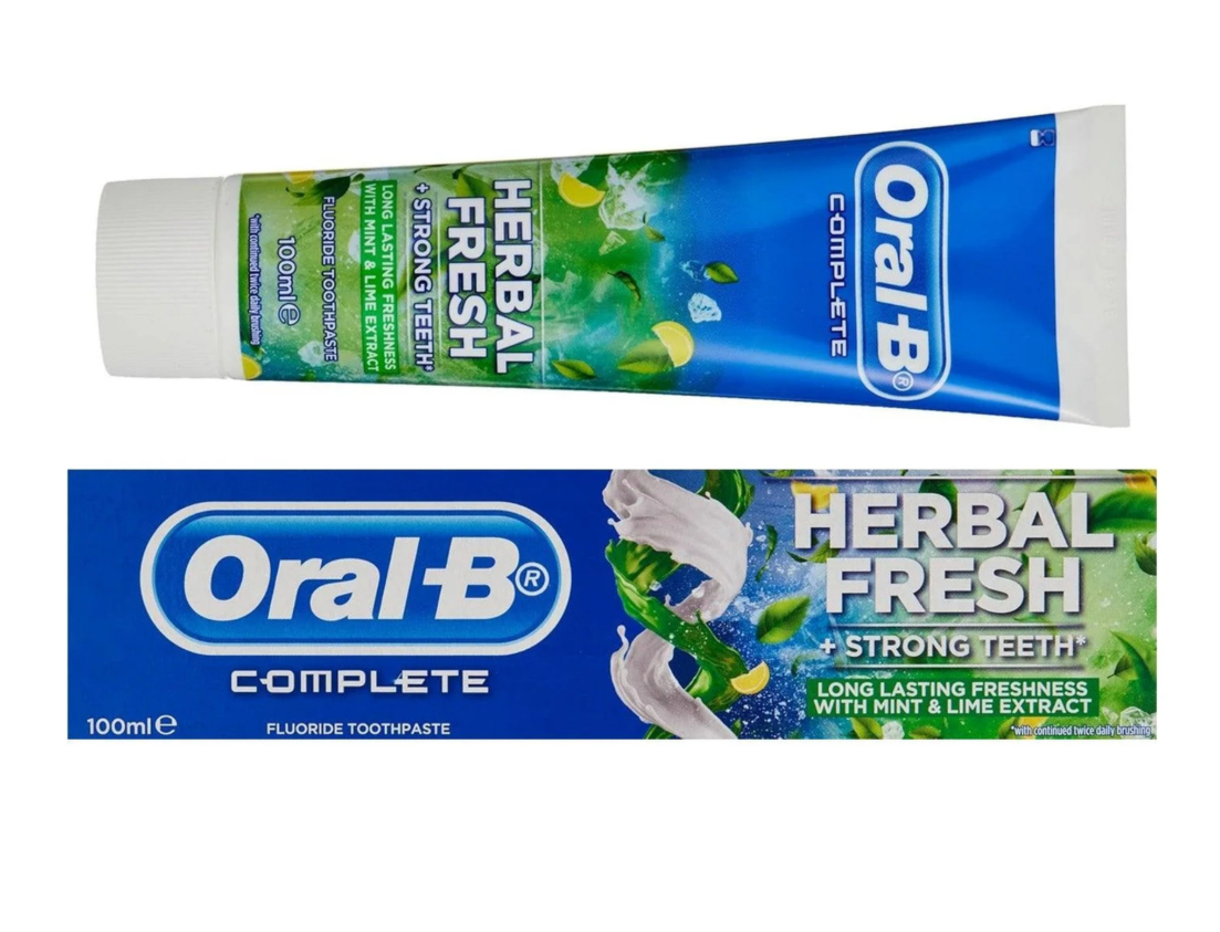 Oral-B Complete Fluoride Toothpaste & Mouthwash with Mint & Lime Extract, 100ml - Makkah Pharmacy