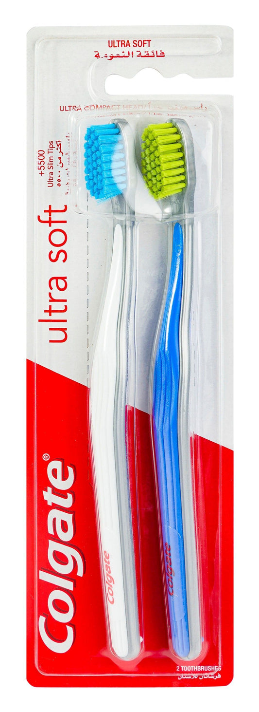 Colgate Blue & Green Ultra Soft Toothbrushes, 2 Pieces - Makkah Pharmacy