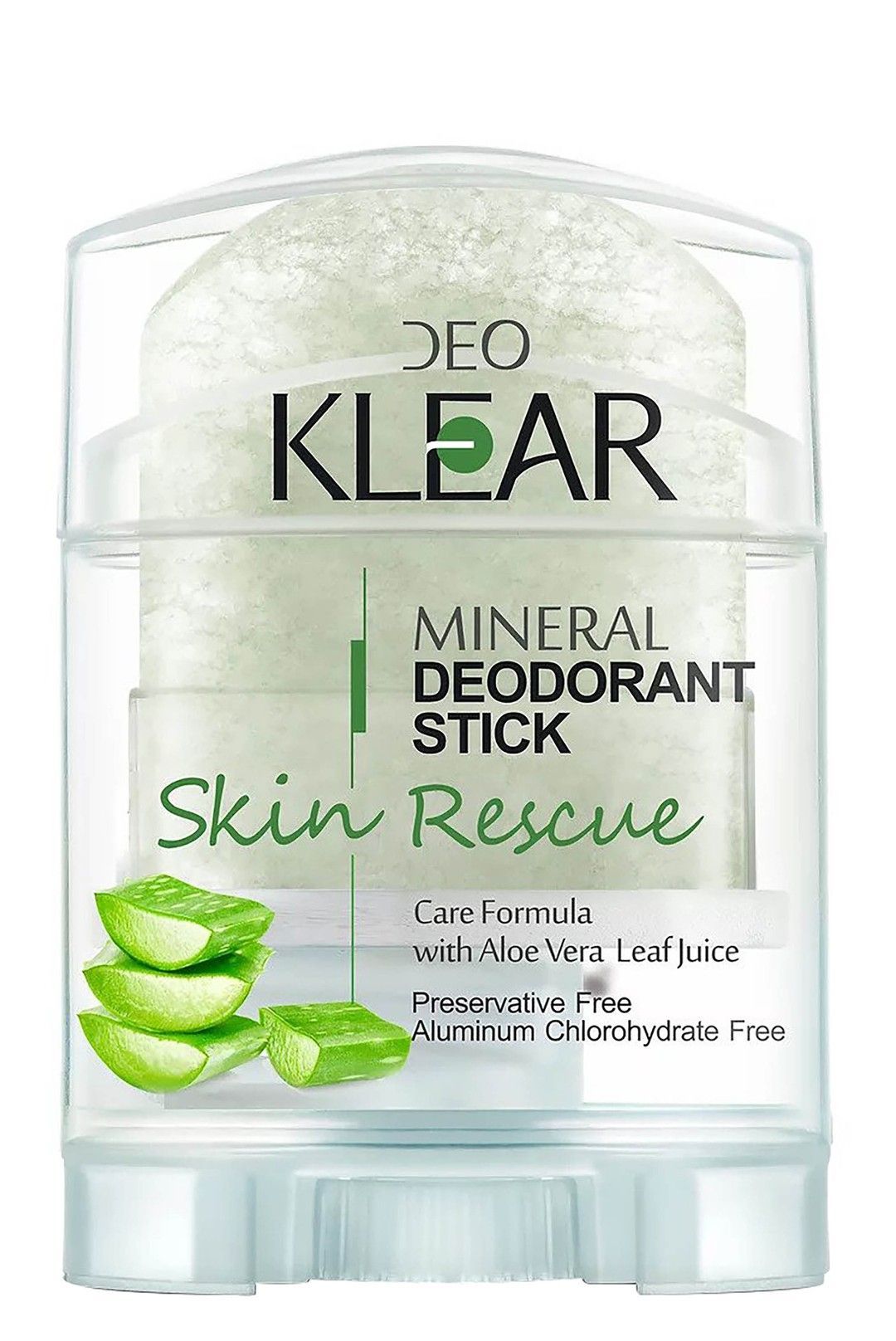 Deo Klear Skin Rescue Mineral Deodorant Stick with Aloe Vera Leaf Juicee, 70g - Makkah Pharmacy