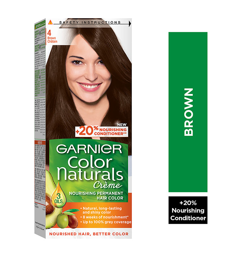 Garnier Color Naturals, 4.0 Brown, Permanent Hair Color