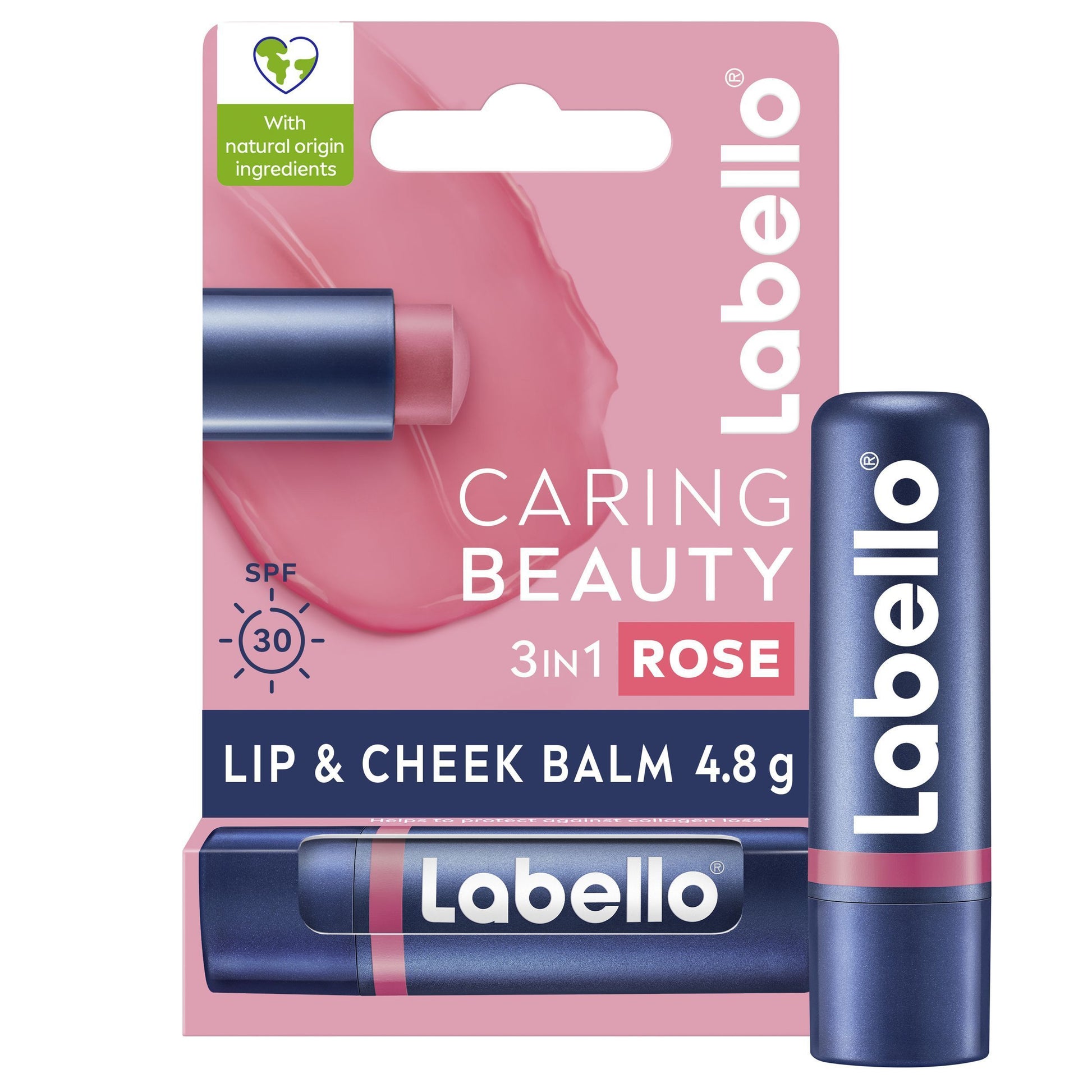 Labello Caring Beauty SPF 30 Lip & Cheek Balm - Rose, 4.8g - Makkah Pharmacy
