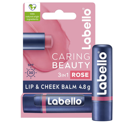 Labello Caring Beauty SPF 30 Lip & Cheek Balm - Rose, 4.8g - Makkah Pharmacy