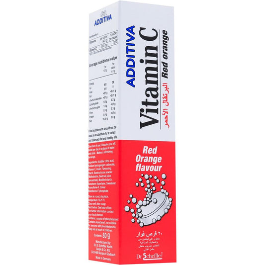 Additiva Vitamin C 1000Mg Red Orange Effervescent Tablets 20'S