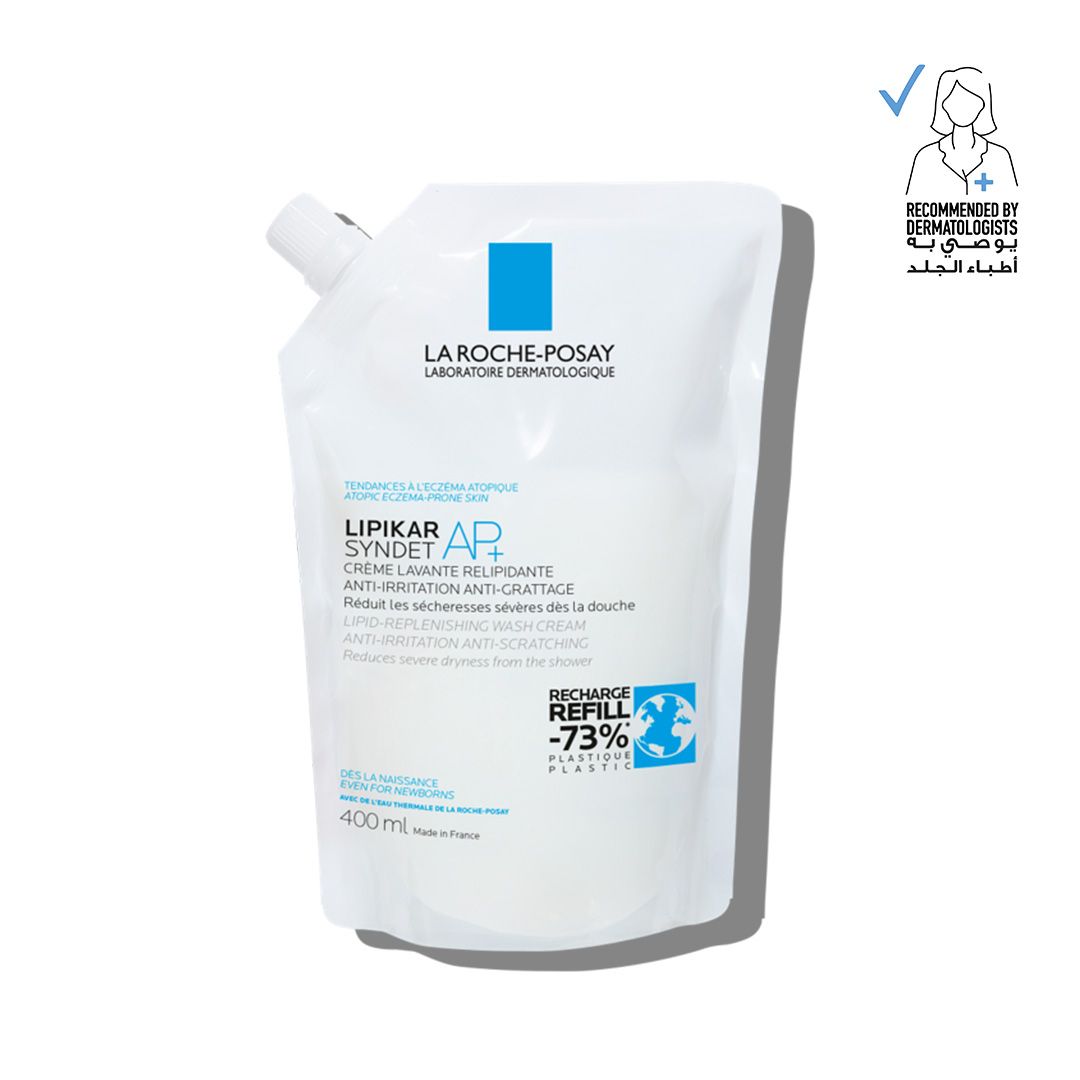 La Roche-Posay Lipikar AP Lipid Replenishing, Anti-Irritation & Anti-Scratching Shower Gel Refill for Atopic & Eczema Prone Skin (0+ Months), 400ml - Makkah Pharmacy