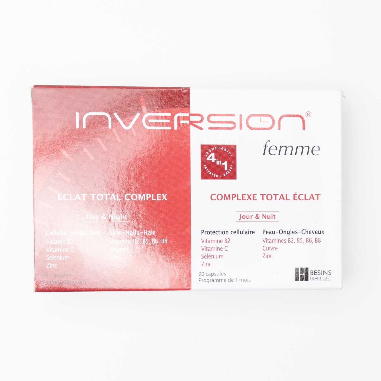 Inversion Femme Eclat Total Complex Day & Night Food Supplement for Skin, Nails & Hair, 90 Capsules - Makkah Pharmacy