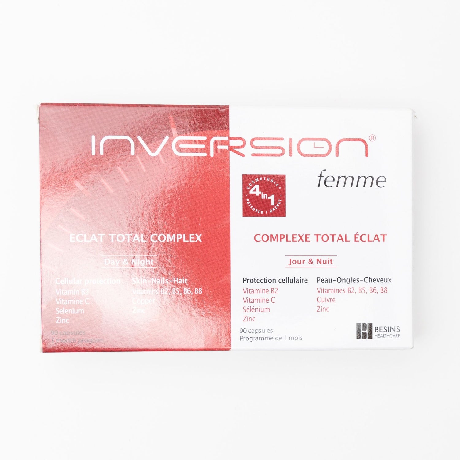 Inversion Femme Eclat Total Complex Day & Night Food Supplement for Skin, Nails & Hair, 90 Capsules - Makkah Pharmacy