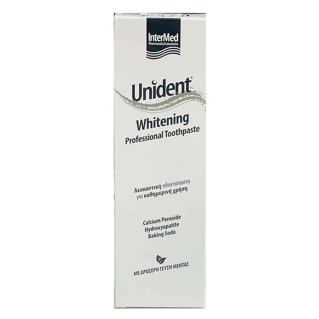 Unident Professional Whitening Toothpaste Fresh Mint Flavor with Calcium Peroxide, Hydroxyapatite & Baking Soda, 100ml - Makkah Pharmacy
