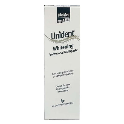 Unident Professional Whitening Toothpaste Fresh Mint Flavor with Calcium Peroxide, Hydroxyapatite & Baking Soda, 100ml - Makkah Pharmacy