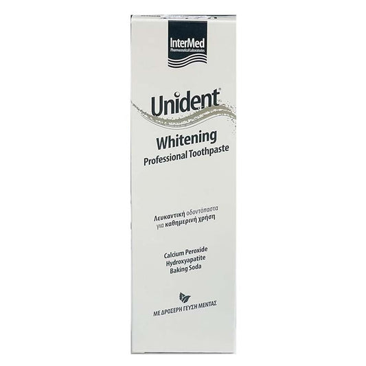 Unident Professional Whitening Toothpaste Fresh Mint Flavor with Calcium Peroxide, Hydroxyapatite & Baking Soda, 100ml - Makkah Pharmacy