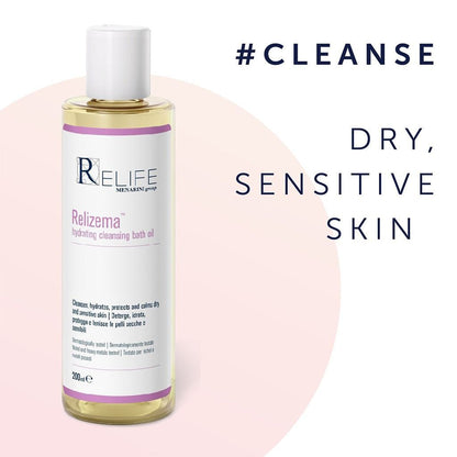 Relife Relizema Hydrating, Protecting & Cleansing Bath Oil for Dry & Sensitive Skin, 100ml - Makkah Pharmacy