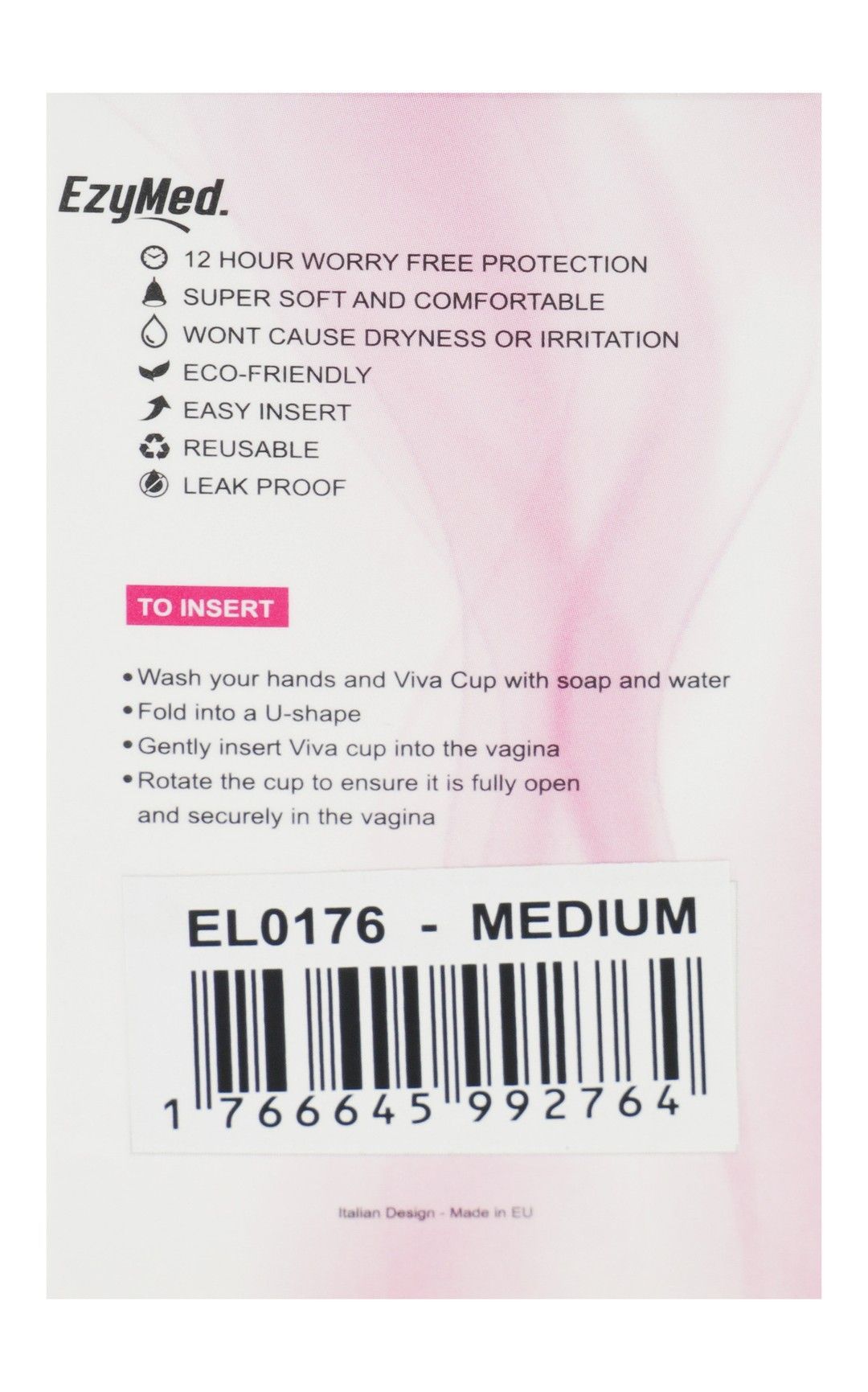 Ezy Med Viva Medium Pink Reusable Silicone Menstrual Cup, 1 Piece - Makkah Pharmacy