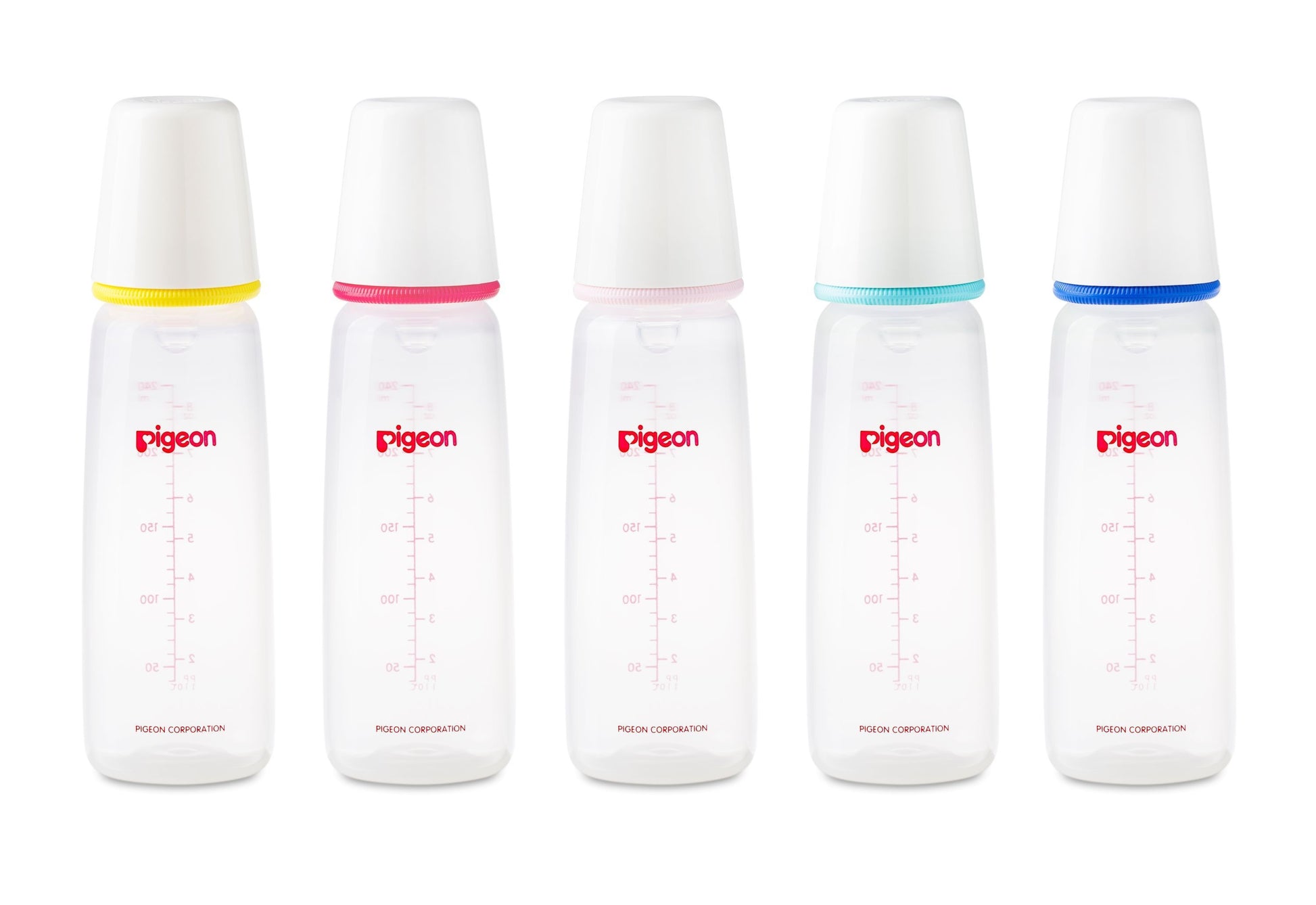 Pigeon Flexible White & Blue 240ml Medium Flow Plastic Feeding Bottle (4+ Months), 1 Piece