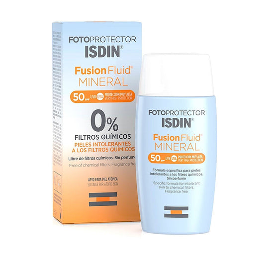 Isdin Fotoprotector Fusion Fluid Moisturizing & Hydrating Mineral Facial Sunscreen for Atopic Skin SPF50, 50ml - Makkah Pharmacy